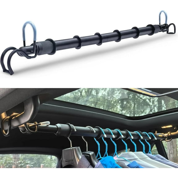 Heavy Duty Telescopic Car Clothes Hanger Bar - Adjustable 30''-66'' Garment Rack Travel Closet Hanging Rod for Vehicle Truck SUV RVs Extendable Metal Pole for Automobile Clothing Organizers & Storage
