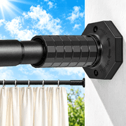Heavy Duty Tension Curtain Rod, 51-109 Inch Adjustable Spring Loaded Shower Curtain Rod, No Drill or Screw Mount, Black