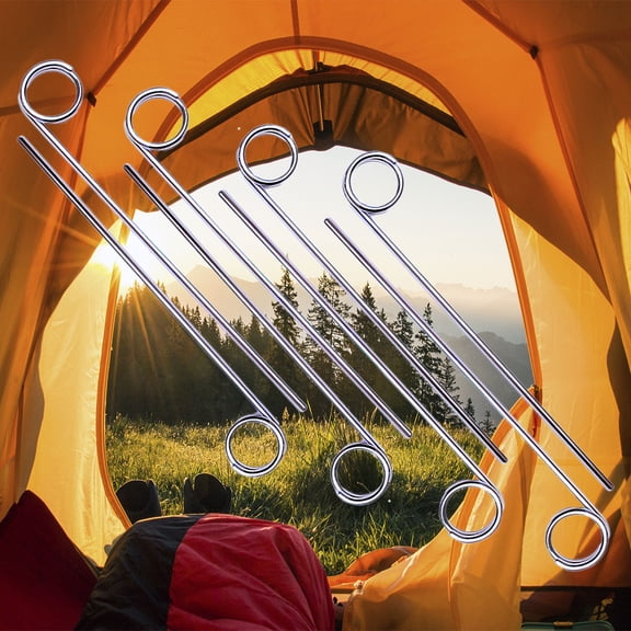 Heavy Duty Tent Stakes - 8 Pack , 11 Inch, Zinc Plated, Corrosion Resistant solid Steel Tie Down Ground Stakes - Camping, Pop Up Canopy, Trampolines, Tarp, Beach Tarps