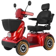 Heavy Duty All Terrain 1000W Electric Mobility Scooter for Adults&Seniors-500LBS Load &32 Miles Range Powerd Wheelchair Device w/Off-Road Absorber, Bluetooth Speaker, Dual Baskets, LED Light System