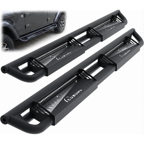 Heavy Duty Textured Black Nerf Bars with 3" Drop Anti-Slip Running Boards and Removable Paintable Inserts, Fits 2009-2023 Classic Trucks