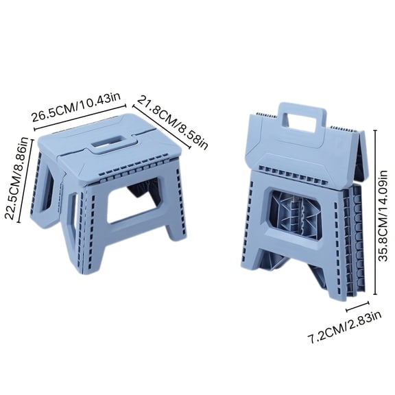 Heavy-Duty Thickened Portable Folding Stool with Handle - 1 Pack Square Plastic Collapsible Stool for Indoor, Gatherings, Picnic, Fishing | Durable PP, Supports up to 330lbs