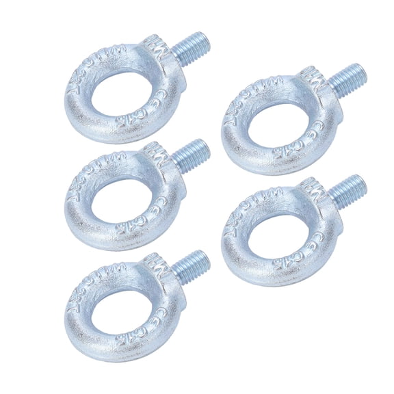 Heavy Duty Threaded Lifting Shoulder Eye Bolt M10 Ring Eyebolt White Zinc Q235 Steel Anchor Loop Hook Screws, 5-Pack (0.39 inches / 10 mm)