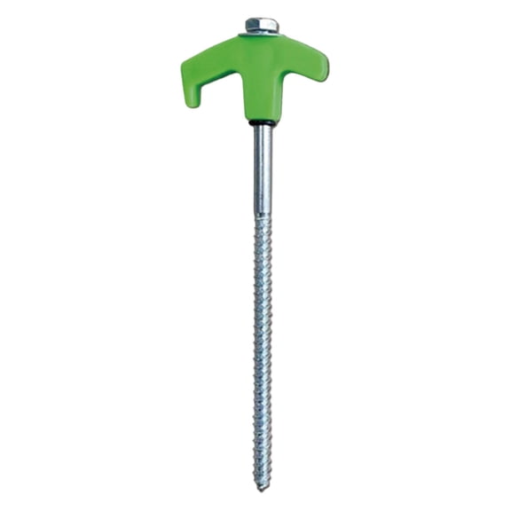 Heavy Duty Threaded Tent Stakes, 9.8 Inch Screw-In Metal Ground Anchors, Rust Resistant Outdoor Peg Spikes, Secure Hold Fasteners for Camping Tarps, Garden Canopies & Lawn Fabric Fixing,Green