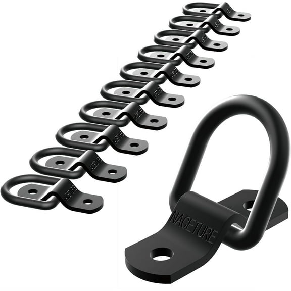 Heavy Duty Tie Down Anchor Hooks - 10 Pack Steel D-Ring Mounts for Truck, Trailer, Garage