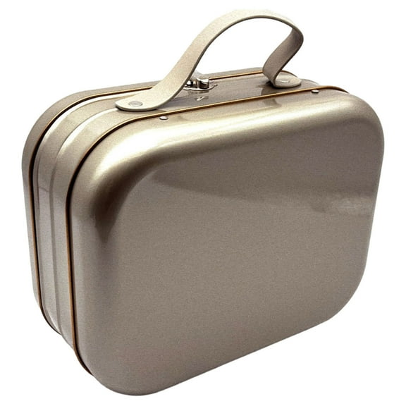Retro Style Metal Storage Box With Convenient Carry Handle And Secure Locking Clasp Tinplate Storage Container