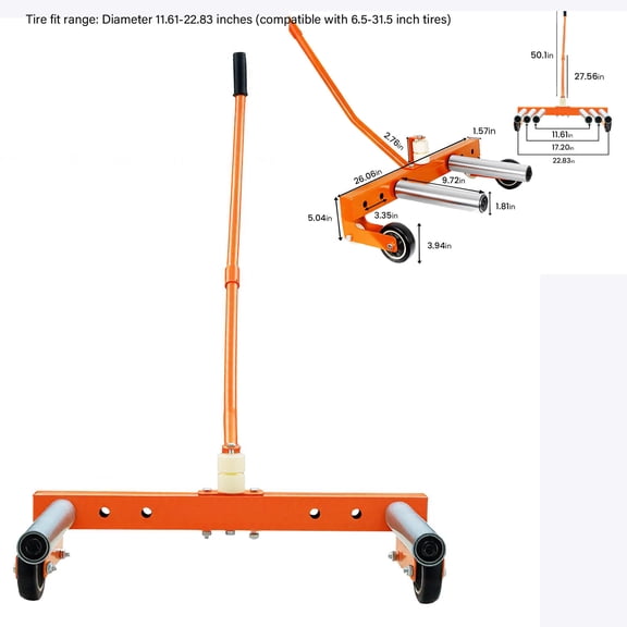 Heavy Duty Tire Wheel Dolly Load 330 LBS , Ergonomic Handle Adjustable Rolling tire Dolly for Tires ranging from 11.61 in-22.83 in