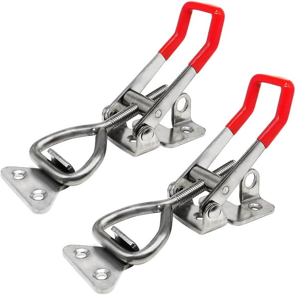 Heavy Duty Toggle Latch Clamps 4003 (2 Pack), 304 Stainless Steel Adjustable Latches with Lock Hole, 1320Lbs Holding Capacity for Smoker Lid Toolbox Case