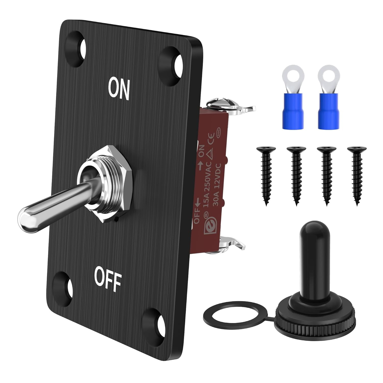 Heavy Duty Toggle Switch 12V DC 30A Waterproof 2 Pin ON/Off SPST with ...