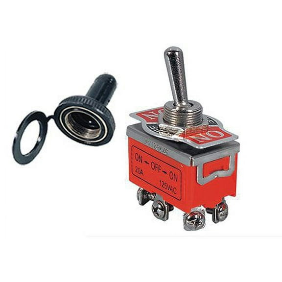 Heavy Duty Toggle Switch with Rubber Boot DPDT Center Off 20 Amp