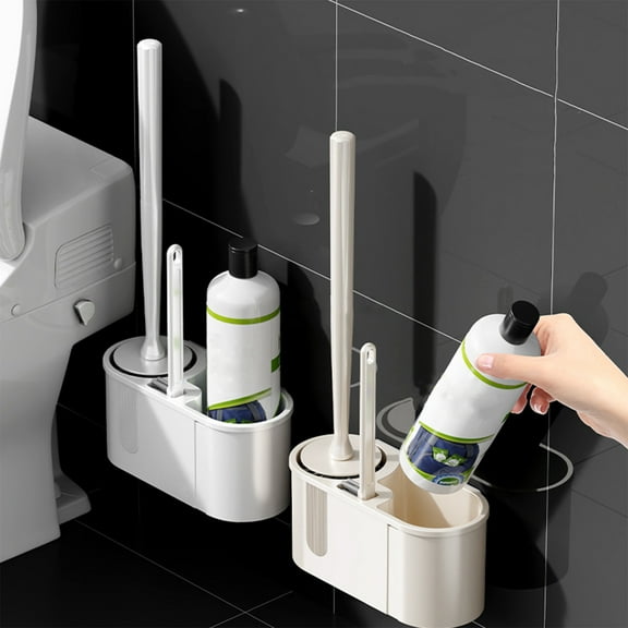 Heavy Duty Toilet Brush and Holder Set for Bathroom, Stiff Bristle Bowl Scrubber with Long Handle for Restroom Hygiene, Manual Modern Washing Tool for Home Commode, 1 Piece Set, By UKHCCC