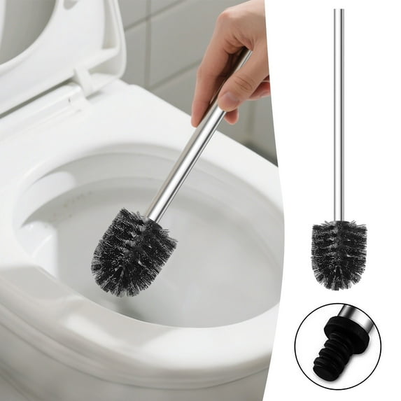 Heavy Duty Toilet Brush Stainless Steel with Handle - Professional Bathroom Cleaning Tool for Deep Scrubbing and Sanitation - Hygienic Toilet Bowl Cleaner Brush with Sturdy Design