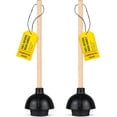 thumbnail image 1 of Heavy Duty Toilet Plunger Commercial Grade Double Thrust Force Rubber Cup with Wood Handle 2 Pack (22"), 1 of 4