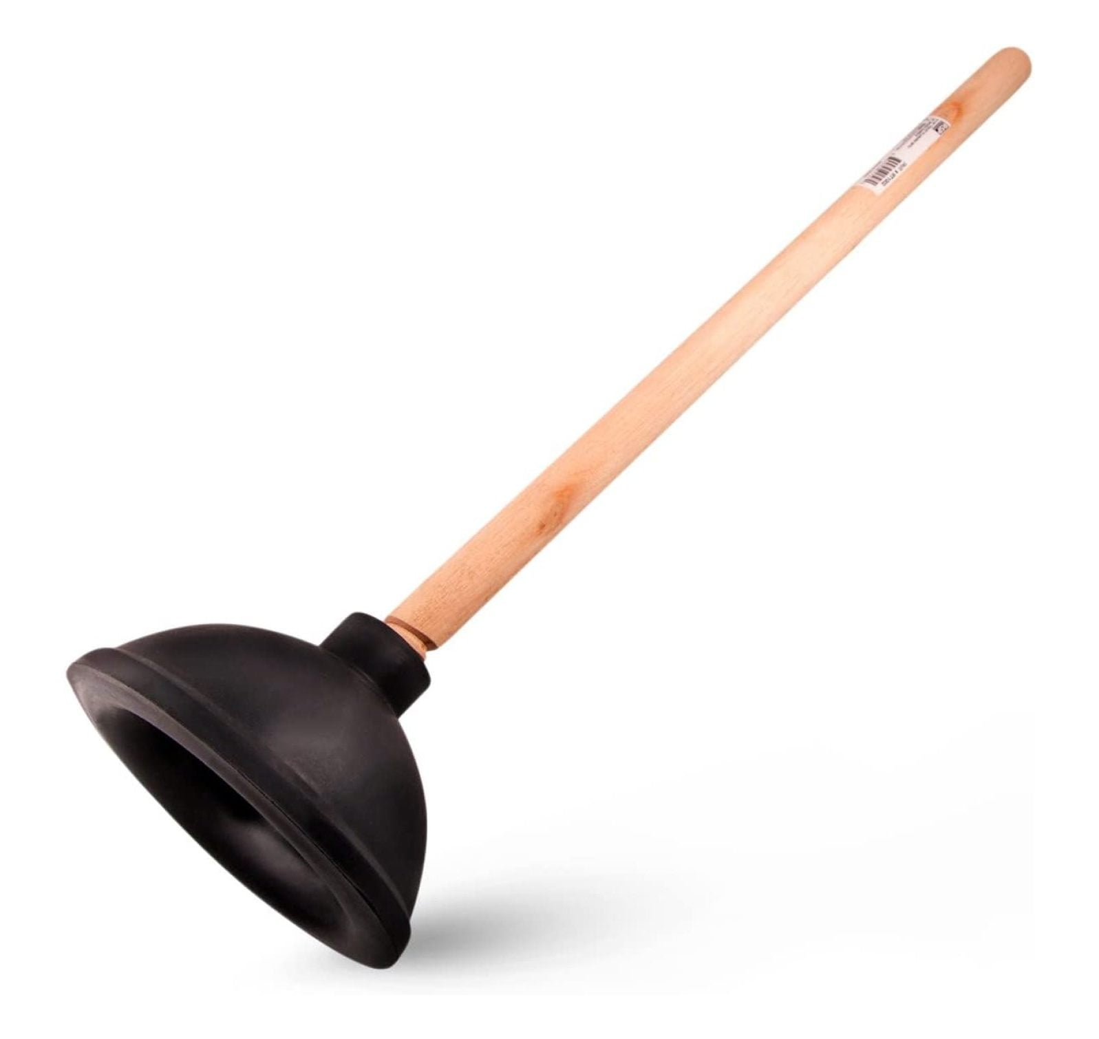 Heavy Duty Black Rubber Toilet Plunger with 18 in. Wooden Handle