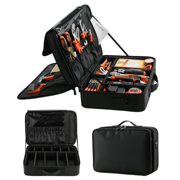 Heavy Duty Tool Bag, Portable Empty Tool Box Organizer Storage,multifunctional Toolbox Organization, Large Zipper Carrying Toolbag,Toolkit with adjustable partitions， Father Day Dad Men Birthday Gift