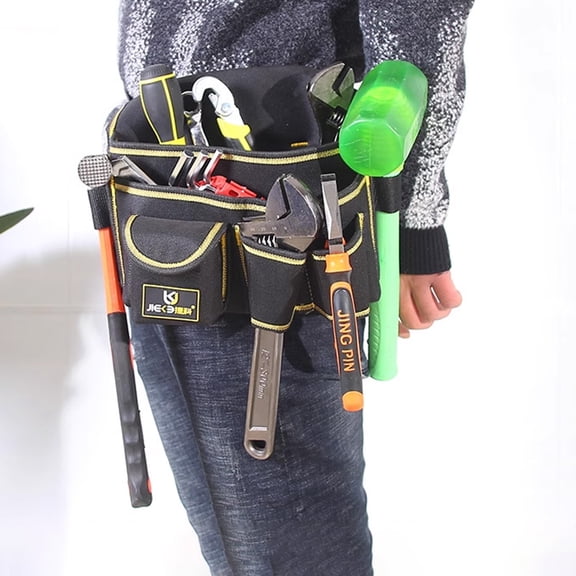 Heavy Duty Tool Belt with Quick Release Buckle - Detachable Adjustable Utility Belt for Men Women - Work Apron with Many Pockets for Electrician Carpenter Construction - Tool Pouch Set for Home DIY