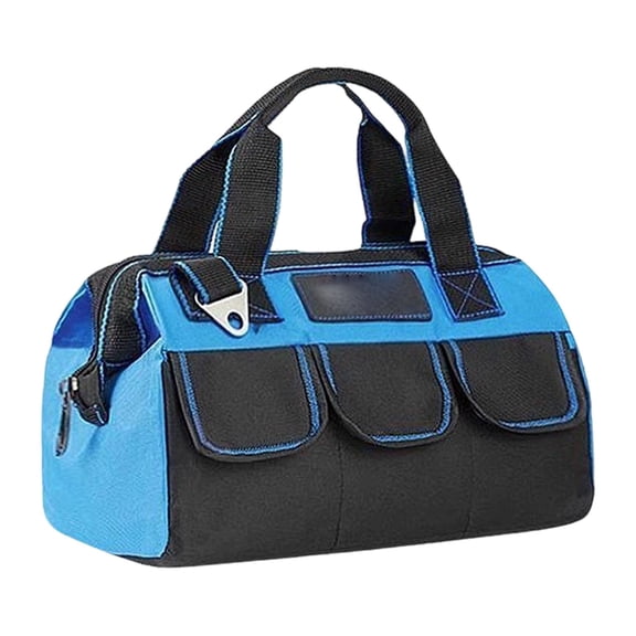 Heavy Duty Tool Tote Bag, 12.2 Inch Waterproof with 8 External And 8 Internal Pockets, Hard Base Organizer for Mechanics Electricians And Diy Work, 1 Waterproof Hand-Held Tool Bag