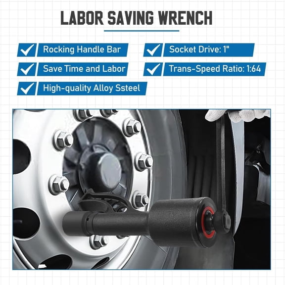 Heavy Duty Torque Multiplier Wrench Set 1:64 Ratio 4800NM with 4 Sockets for Truck Trailer RVs Lug Nut Removal