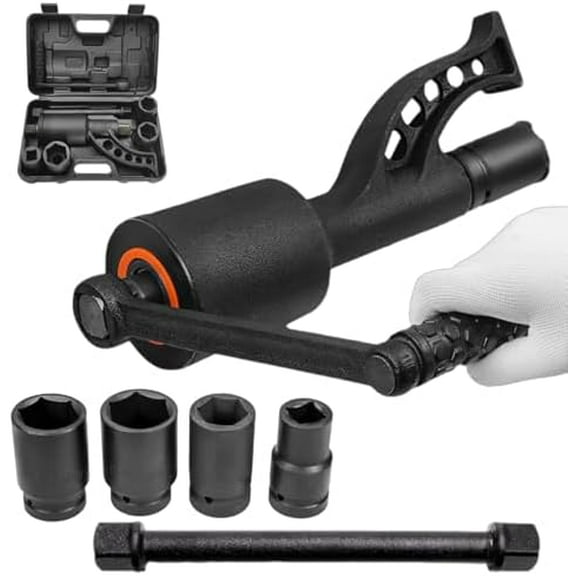 Heavy Duty Torque Multiplier Wrench Set, Torque Multiplier 1 inch Drive with 4 Sockets, 1:64 Labor Saving Lug Nut Wrench, 4800NM Lug Nut Remover Torque Wrench for Cars Trucks RVs