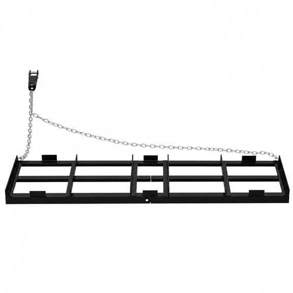 Heavy-Duty Tow-Behind Drag Harrow Driveway Grader, Steel Landscape Leveling Rake with Thick Frame and Galvanized Chain Hitch, Gravel Dirt Lawn Smoother, 6/8FT, Green/Black