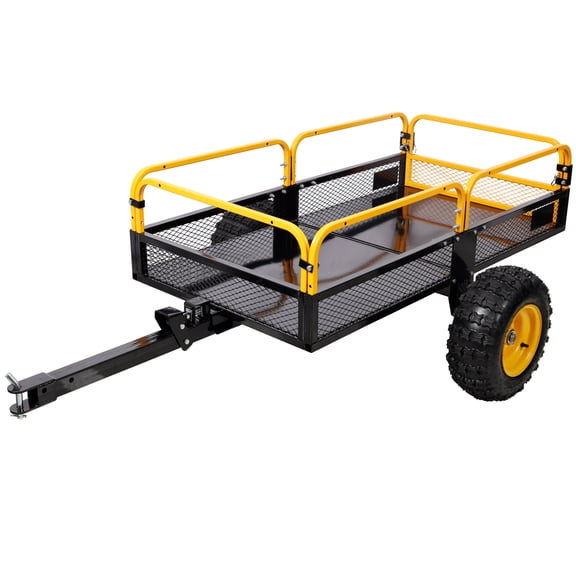 Heavy-Duty Tow-Behind Dump Cart 1000 lbs Load Capacity for ATV UTV Lawn Mower Tractor Yard Garden Farm Hauling with Solid Steel Bed