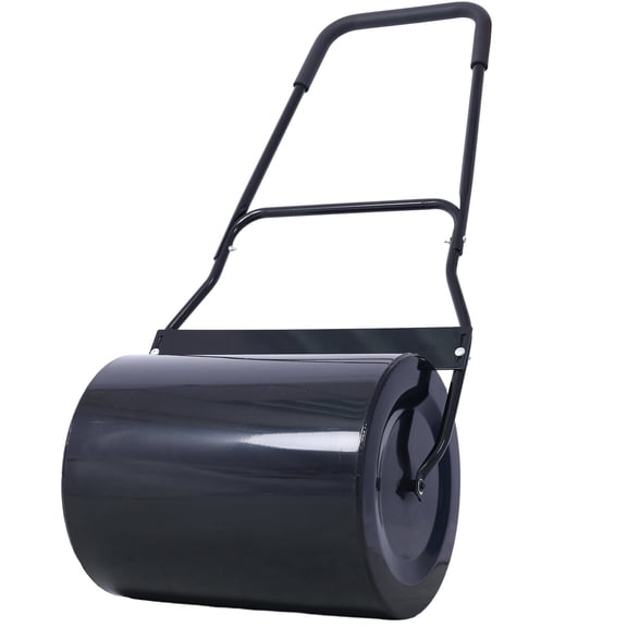 Heavy-Duty Tow Behind Lawn Roller, 16 Gallon Water/Sand Filled Sod Drum Roller for Garden Yard Park, Black Steel