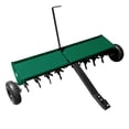 thumbnail image 1 of Heavy Duty Tow Behind Plug Aerator for Lawn - 48-Inch Width, All-Purpose Hitch, 3" Spikes & Inflatable Wheels - Ideal for Grass, Clay Soil & Large Yards - High-Quality Lawn Care Tool Kit, Green, 1 of 6