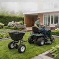 thumbnail image 1 of Heavy-Duty Tow Behind Spreader, 110 lb Capacity Fertilizer & Seed Spreader with 12" Pneumatic Tires, Hopper Cover, Universal Hitch for Lawn and Garden, 1 of 8