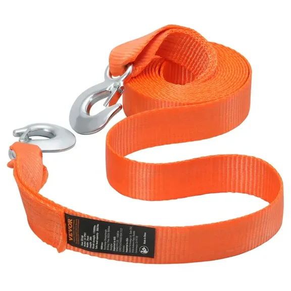 Heavy Duty Towing Strap 17000 lbs 20 ft Car Tow Rope with 2 Hooks