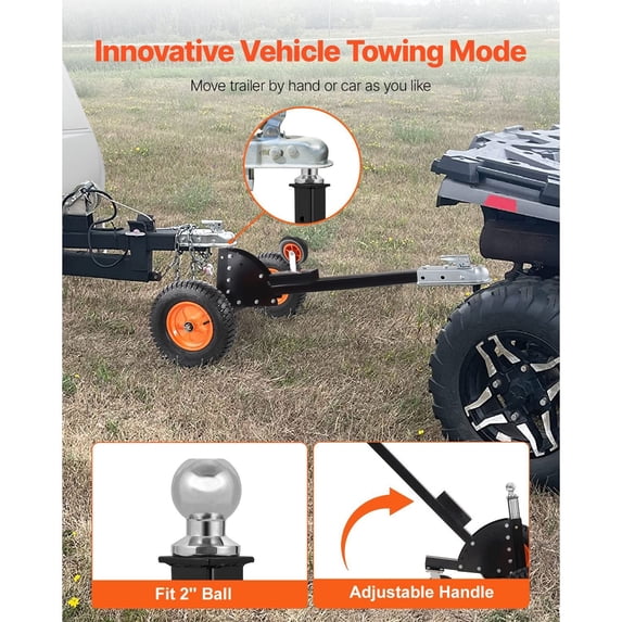 Heavy-Duty Trailer Dolly,1500lbs Tongue Weight Capacity,2 in 1 Trailer Mover with 2 in Ball,16 in Pneumatic Tires&Universal Wheel,Portable Tow Dolly for Moving Car RV Trailer