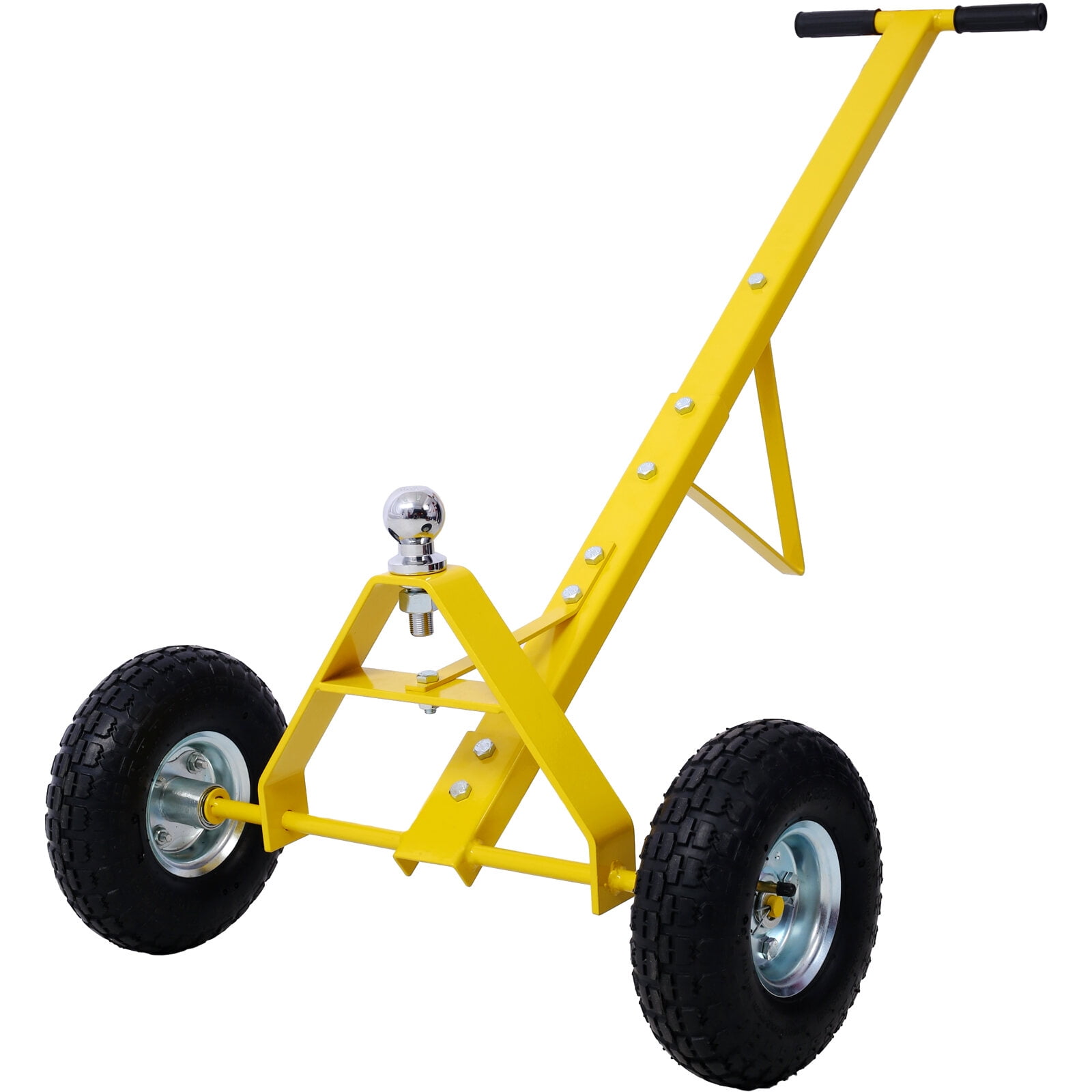 Heavy Duty Trailer Dolly with 10" Pneumatic Tires - 600 LB Tongue Weight Capacity, Steel Construction, Extra-Long Handle for Easy Maneuvering, Yellow