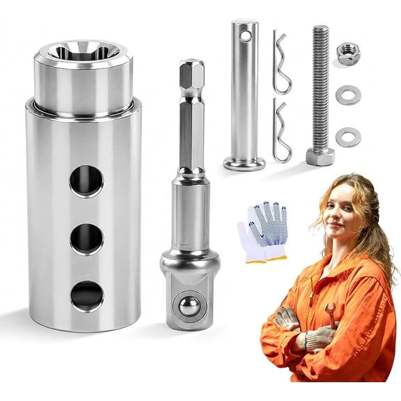 Heavy Duty Trailer Jack Drill Adapter Kit for 1 Inch Drive Shafts, Stainless Steel Camper Jack Drill Adapter with 1/2 Inch Socket Adapter for Rv, Dump Trailer, Utility Trailer, Electric Drill Use (1)