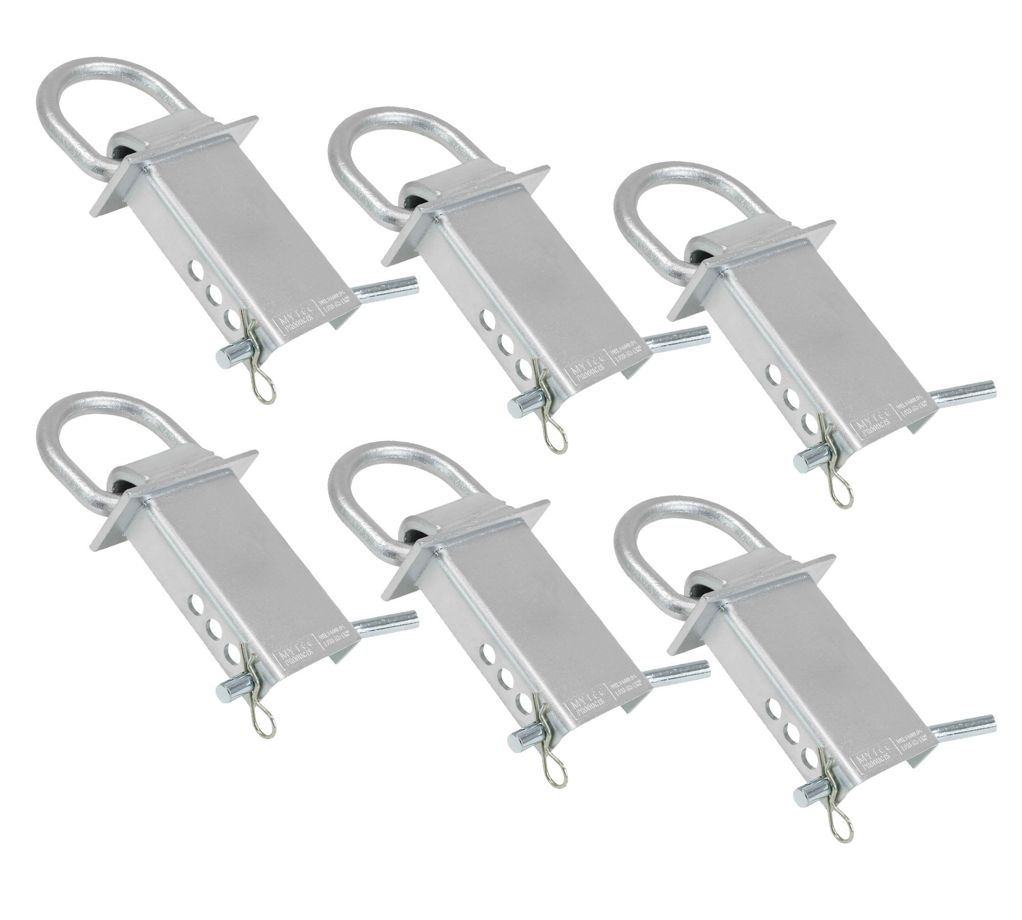Heavy Duty Trailer Stake Pocket D Ring Zinc Coated 5400 Lbs Load Limit - 6 Pack