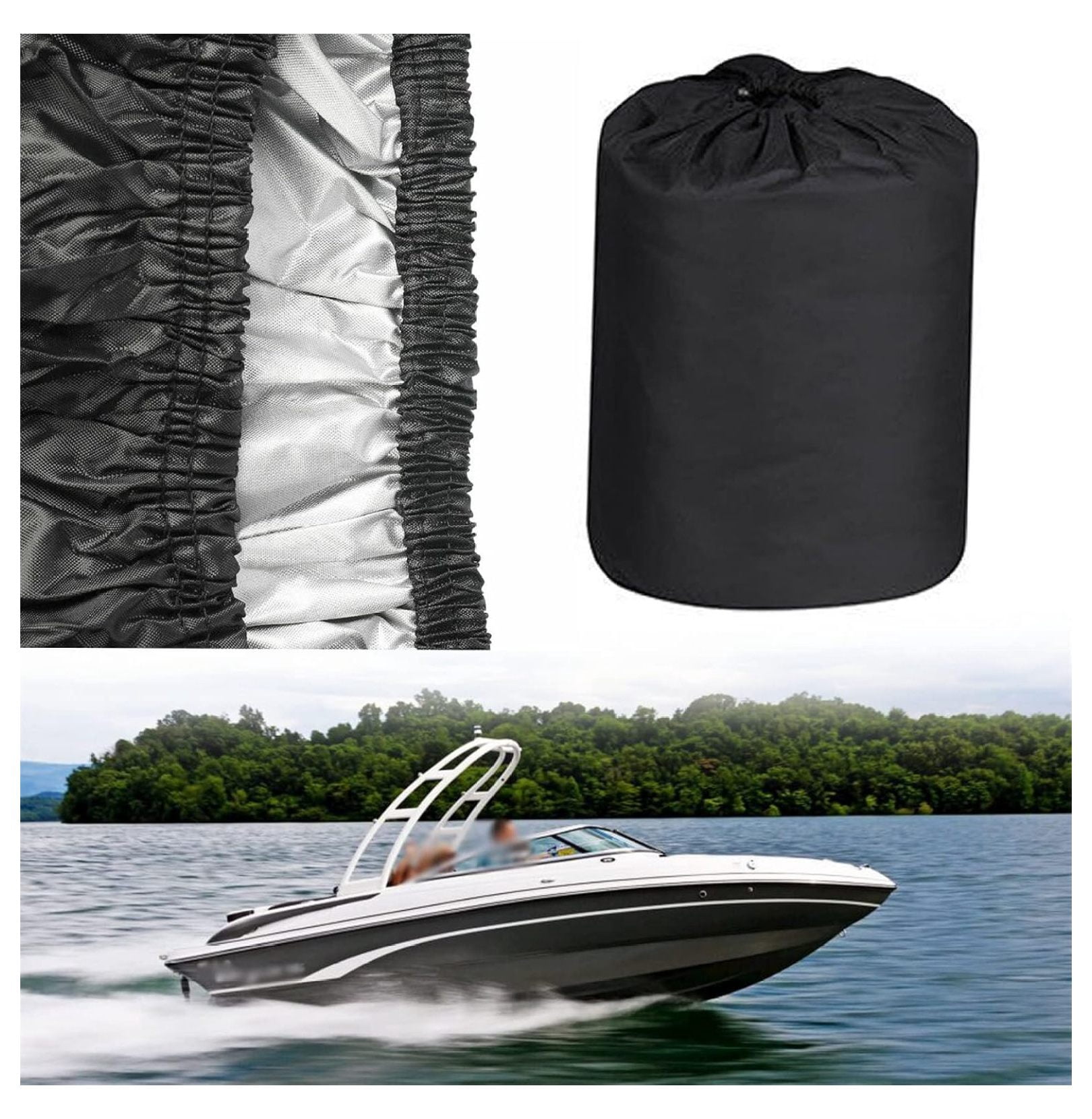 Solim 14FT Jon Boat Cover With Motor Cover - Heavy Duty 1200D Waterproof Mooring Cover With Windproof Straps