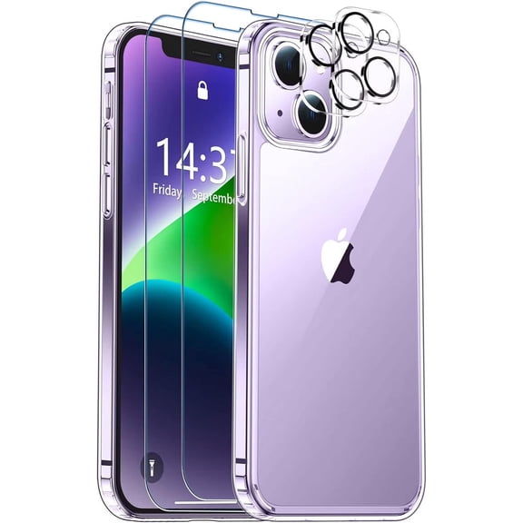Entronix 5-in-1 Clear Case Compatible with iPhone 14 with Camera and Screen Protector