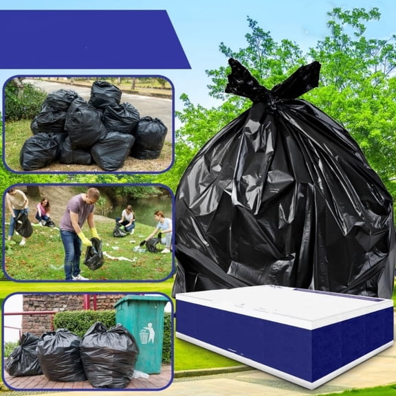 Heavy Duty Trash Bags, 40-45 Gallon, Black, Industrial Strength, Tear-Resistant, Leak-Proof, Large Garbage Bags for Yard, Construction, Lawn, 100 Count 1.5 Mil, 40"x46"