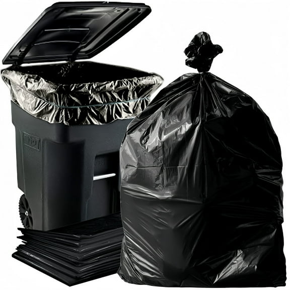 50 Pack 30-Gallon Black Trash Bags, 80x90cm, Wastebasket Liners