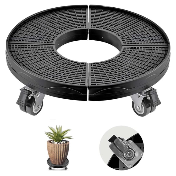 Heavy Duty Trash Can Dolly with 4 Lockable Wheels 440lbs Capacity Adjustable 15-22.8 Inch Round Roller Base Multi Functional Drum Caddy Cart Black