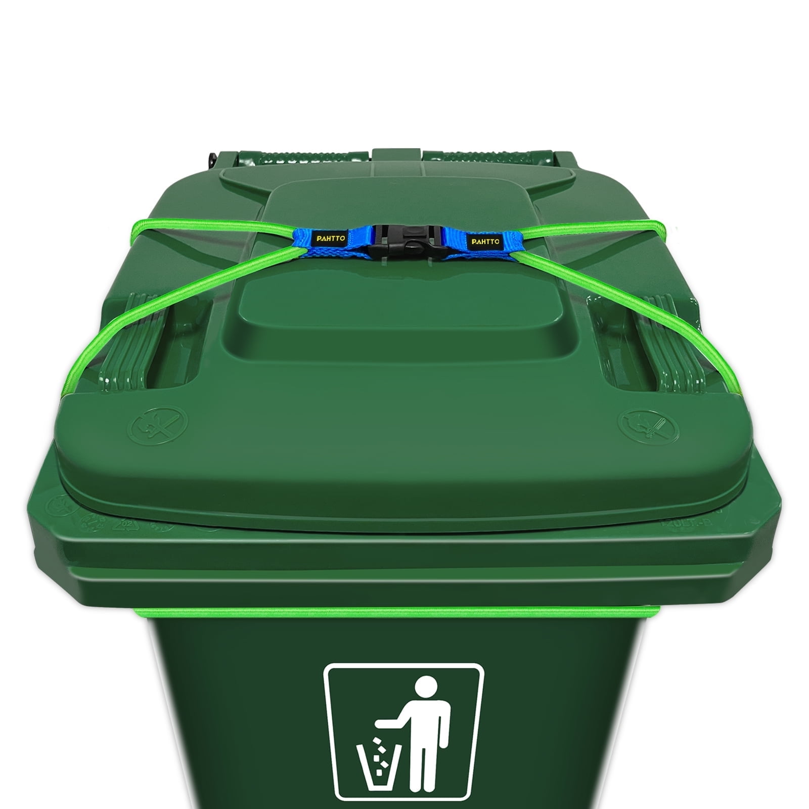 Garbage Container Lock Bar PAHTTO Outdoor Trash Can Lid Lock, Heavy Duty Elastic Cord, 30-50 Gal ...