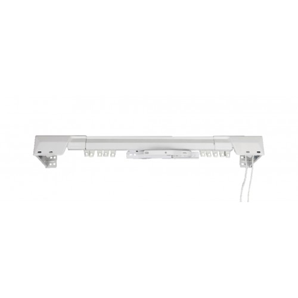 Heavy Duty Adjustable White Steel Traverse Curtain Rod, 84"-156"