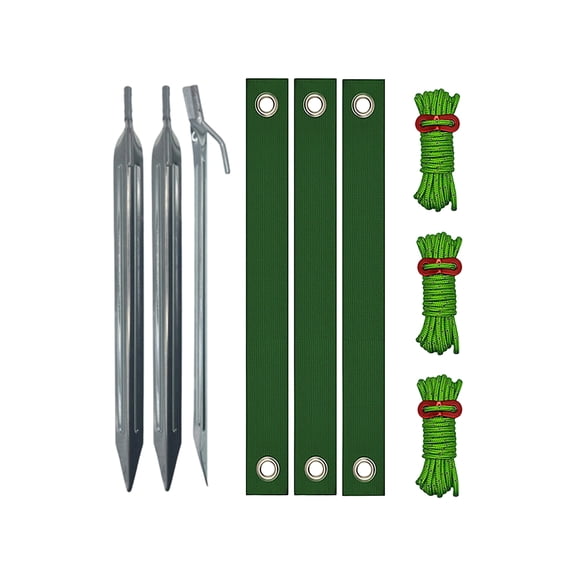 Heavy Duty Tree Stake Kit, Green Support Straps for Young Trees, Windproof Tree Straightening System, Rhombus Shaped Anchoring Set for Garden Yard Stability