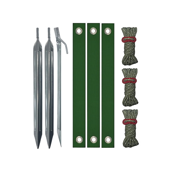 Heavy Duty Tree Stake Kit, Green Support Straps for Young Trees, Windproof Tree Straightening System, Rhombus Shaped Anchoring Set for Garden Yard Stability