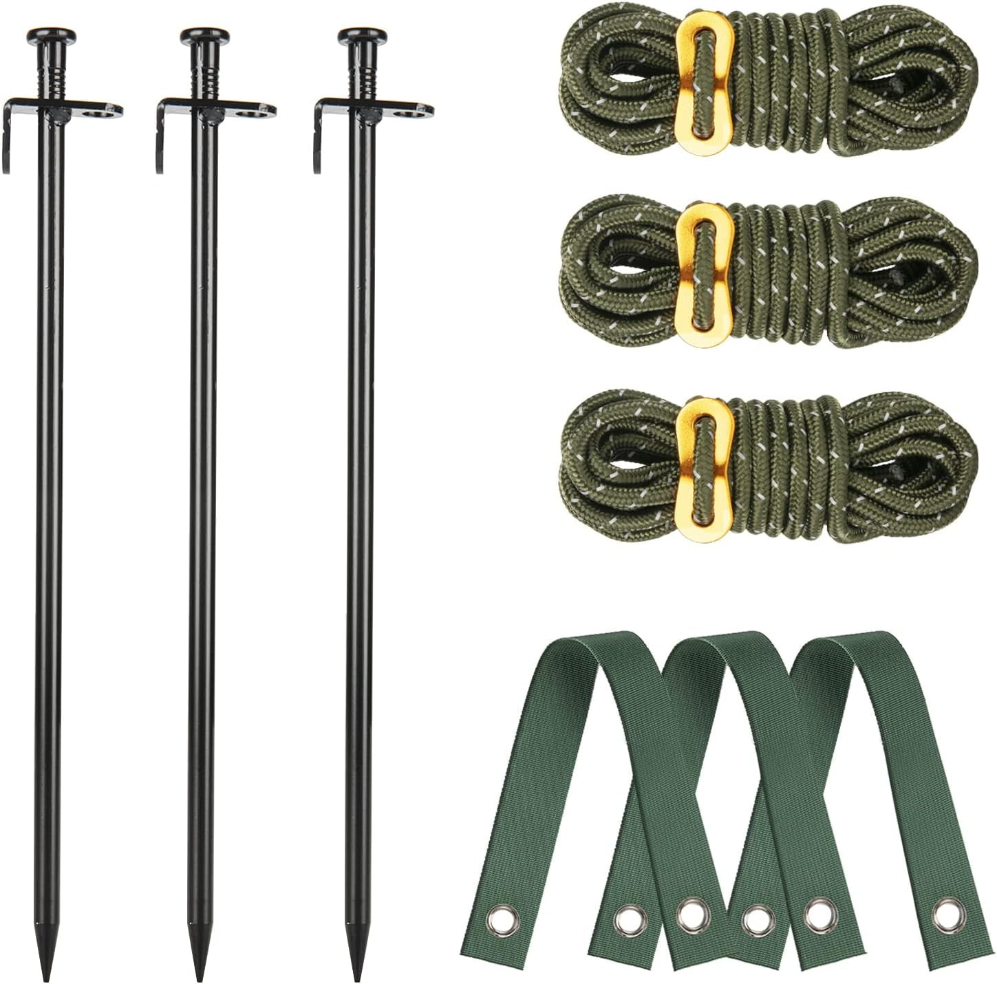 Stakes And Ropes Heavy Duty Tree Stake Kits, 11.8 Inch Steel Tree Stakes and Supports ...