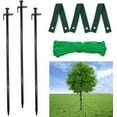 thumbnail image 1 of Heavy Duty Tree Stakes, 3 Pcs 15.8" Tree Stake Kit, Tree Supports for Leaning Tree Hurricane Protection. Include 3 PCS 15.8" Steel Tree Stakes, 3 PCS 15.8" Tree Straps 32.8ft Rope, 1 of 6