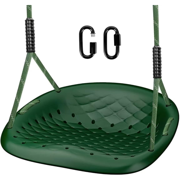 Heavy Duty Tree Swing, 550LBS Capacity Outdoor Swing Seat for Adults & Kids, Height Adjustable with Ropes, for Backyard Garden Patio Playground, Green