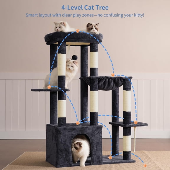 Heavy Duty  Tree Tower for Indoor Cats Large Adult with -Large Baseboard Multi-Level Plush Furniture