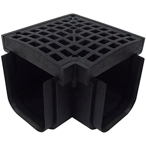 Heavy Duty Trench Drain 90 Degree Corner & Grate - Black$$Tools & Hardware Other