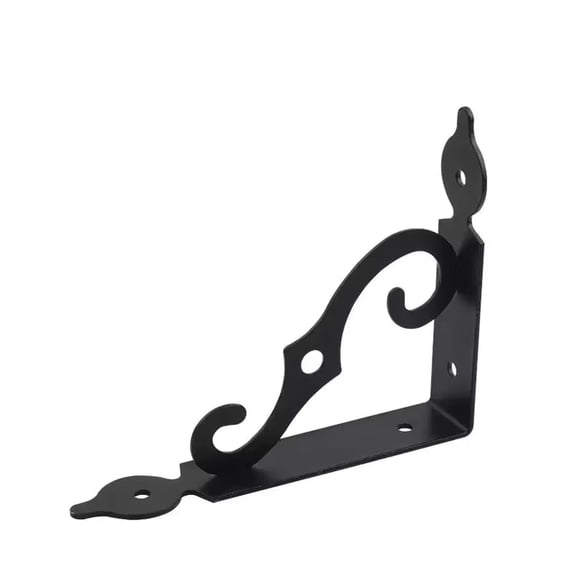Heavy Duty Triangle Shelf Brackets, European Iron Art Decorative Wall Brackets, 5x4in Black Metal L-Shape Support, Floating Shelf Hardware for Bookshelf Storage