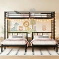 thumbnail image 1 of Heavy Duty Triple Bunk Bed, Twin Over Twin Bunk Beds for 3, with Guardrails and Ladder & Slat Support, Metal Bunk Bed Convertible into 3 Separate Bed, No Box Spring Need,Black, 1 of 8