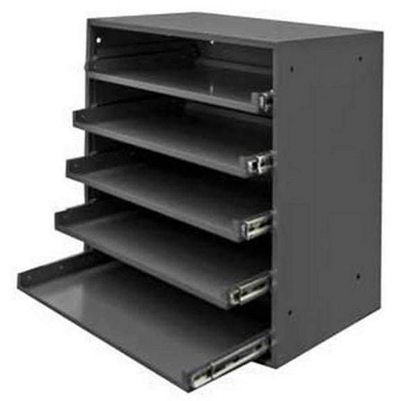 Heavy Duty Triple Track Bearing Rack Holds 5 Compartment Boxes, Gray - 20.5 x 12.5 x 21 in.